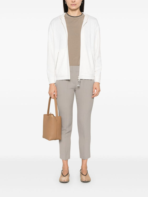 Brunello Cucinelli Full ZIp Hooded Sweatshirt In White