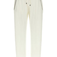 Brunello Cucinelli White Drawstring Waist Trousers With Turn-up Hem