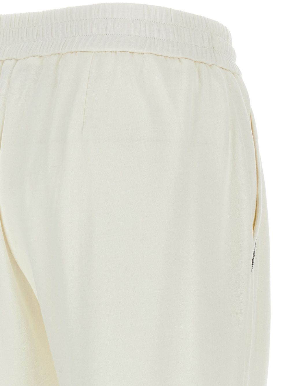 Brunello Cucinelli White Drawstring Waist Trousers With Turn-up Hem