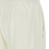 Brunello Cucinelli White Drawstring Waist Trousers With Turn-up Hem