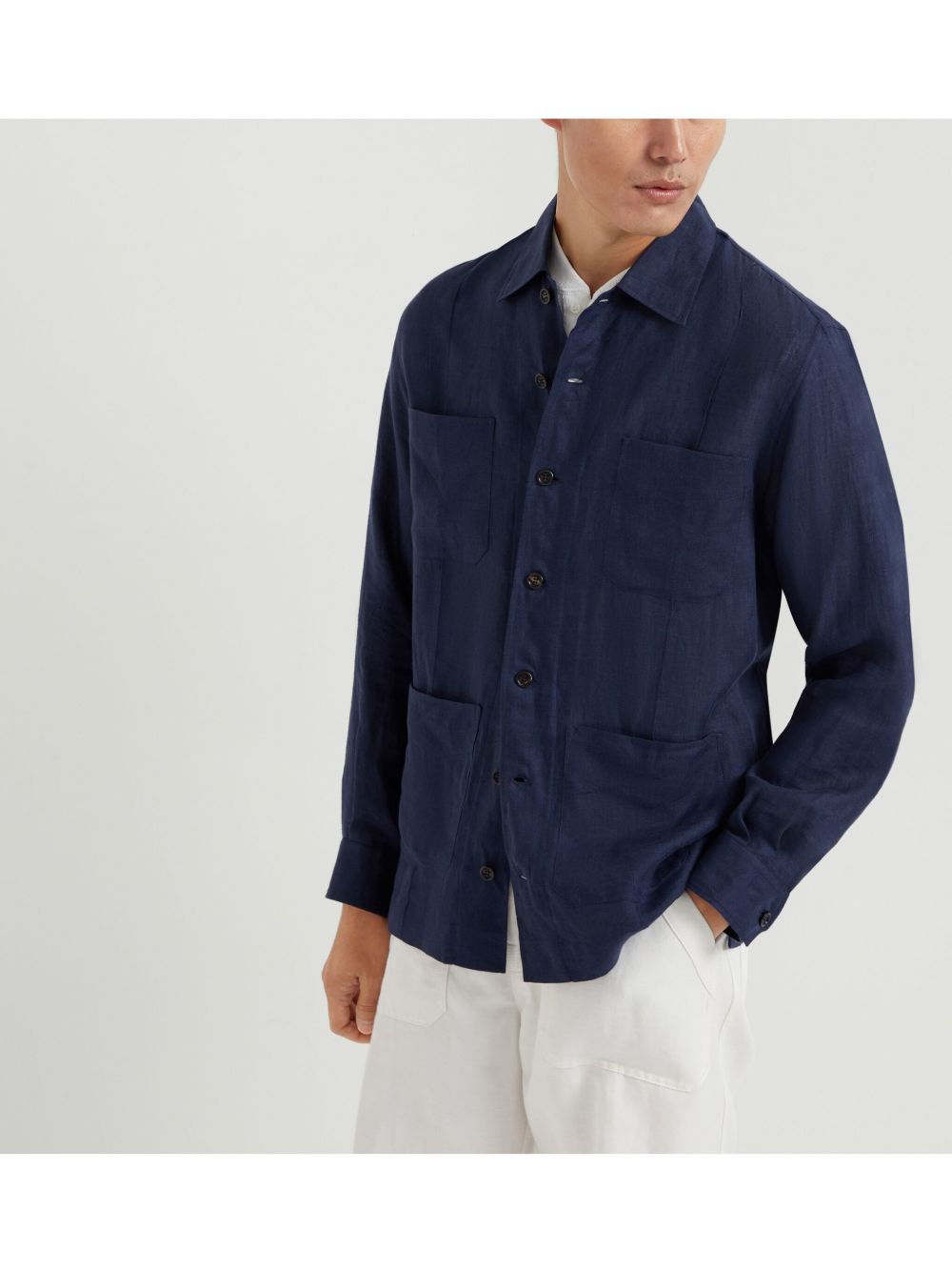 Brunello Cucinelli Linen Shirt Blue