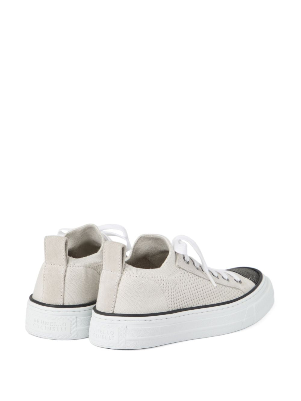 Brunello Cucinelli Knit And Suede Sneakers With Precious Toe