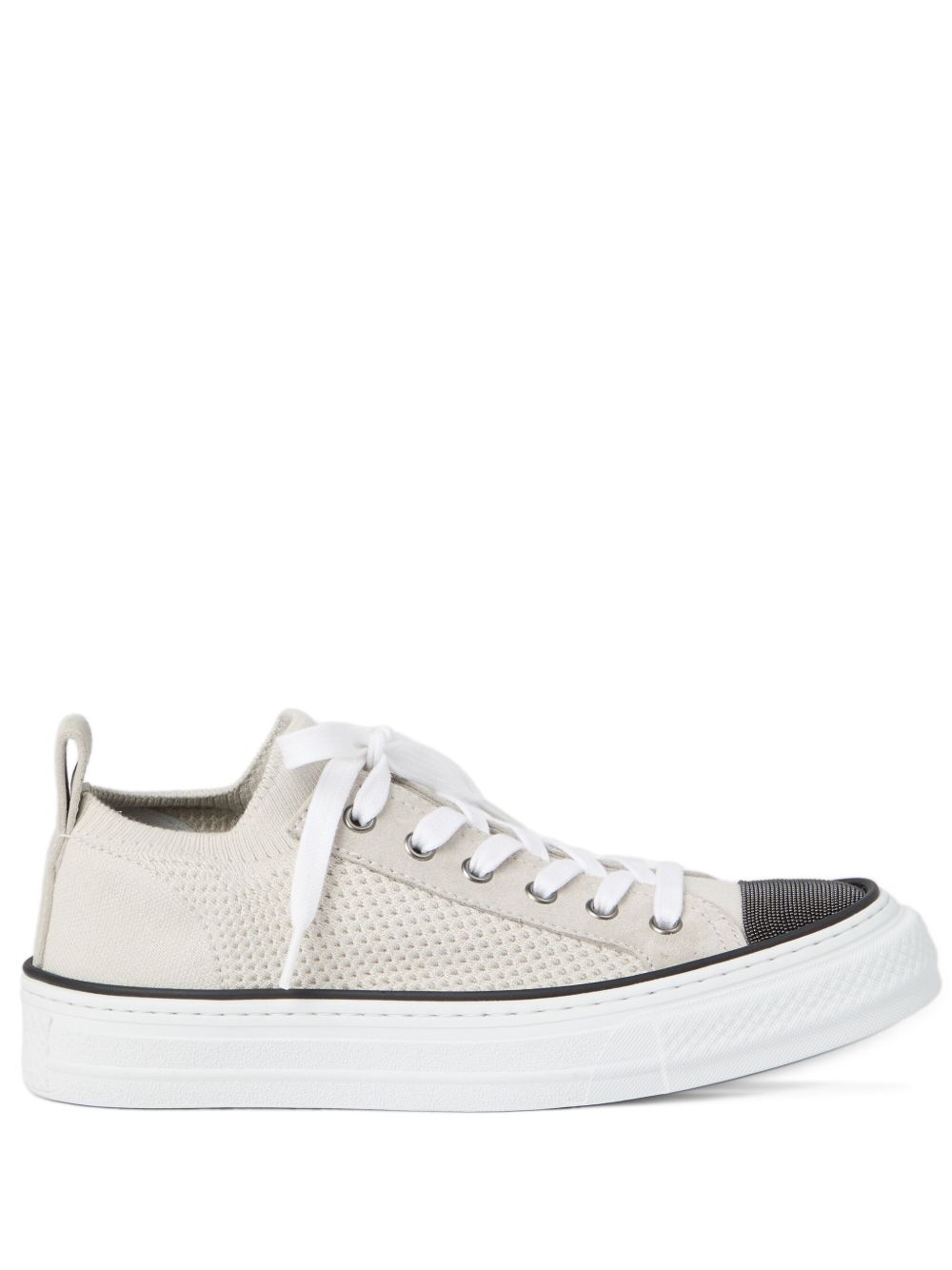 Brunello Cucinelli Knit And Suede Sneakers With Precious Toe