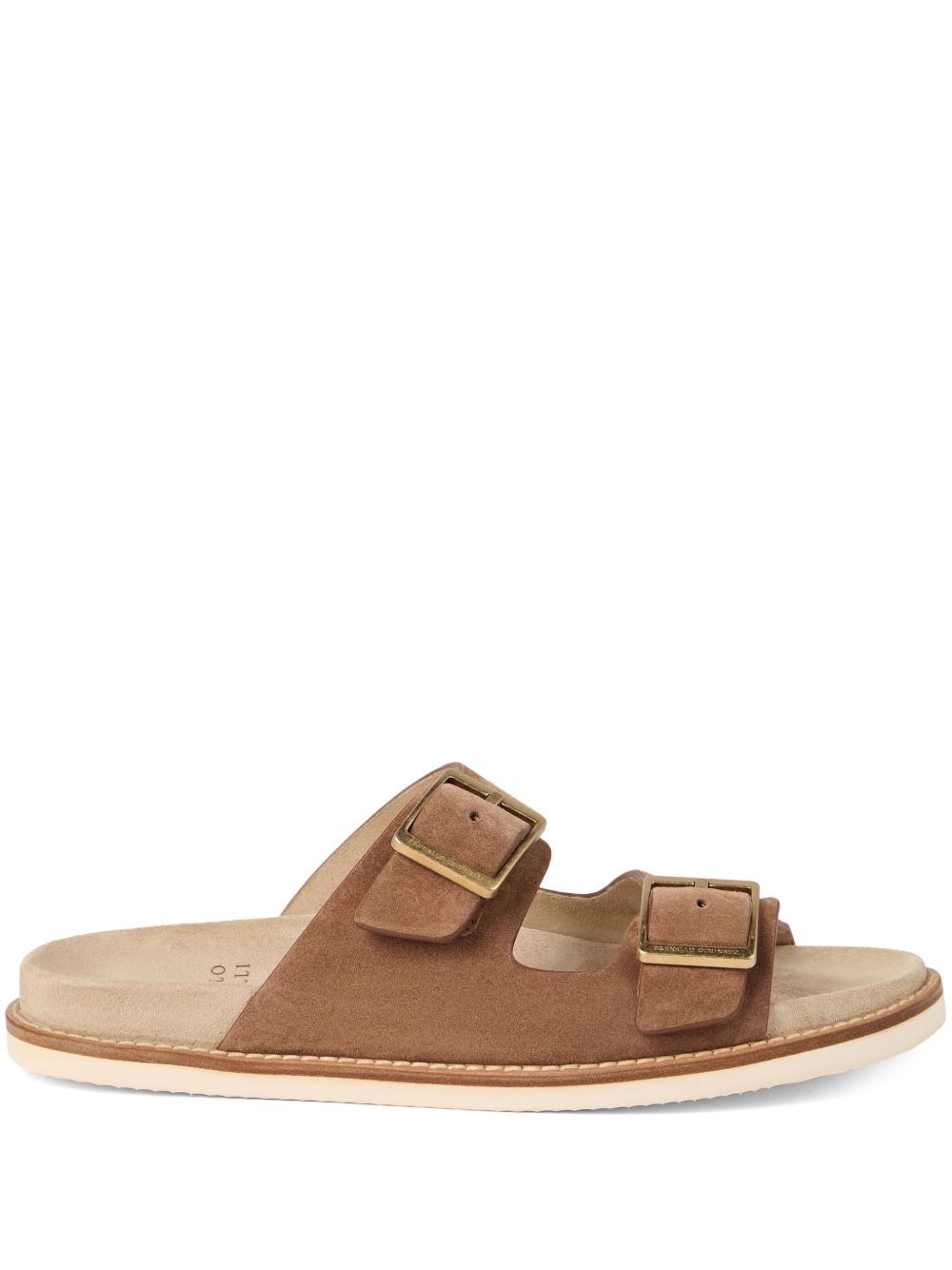 Brunello Cucinelli Leather Slide Sandals Brown