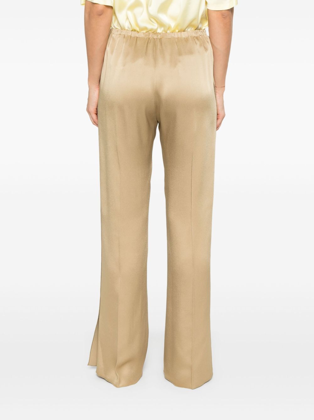 Forte Forte Satin Finish Straight Leg Trousers Beige