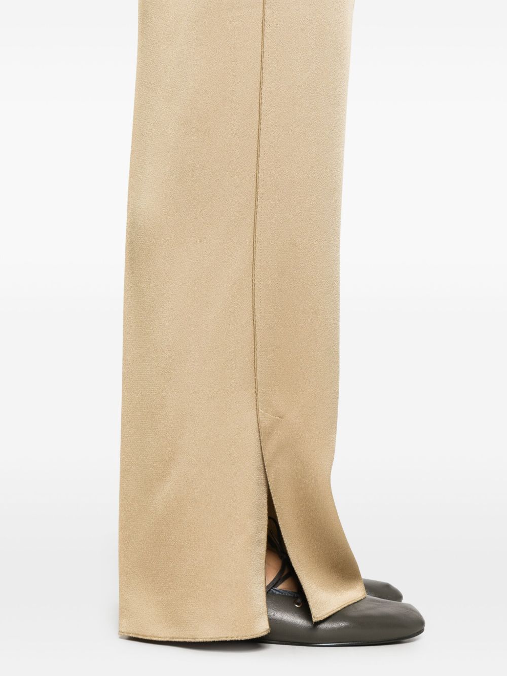 Forte Forte Satin Finish Straight Leg Trousers Beige