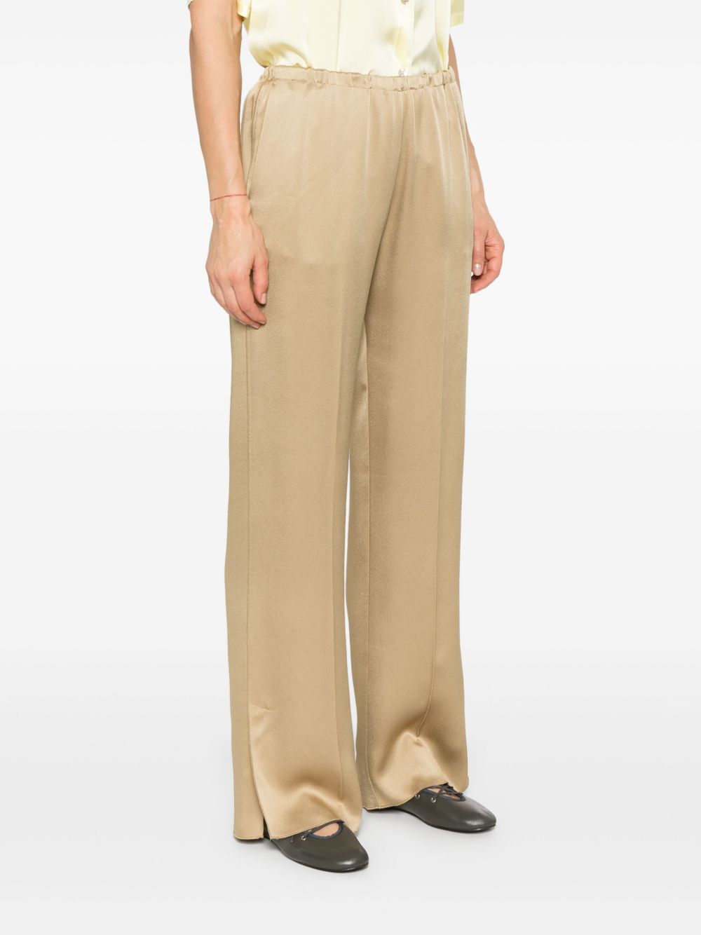 Forte Forte Satin Finish Straight Leg Trousers Beige