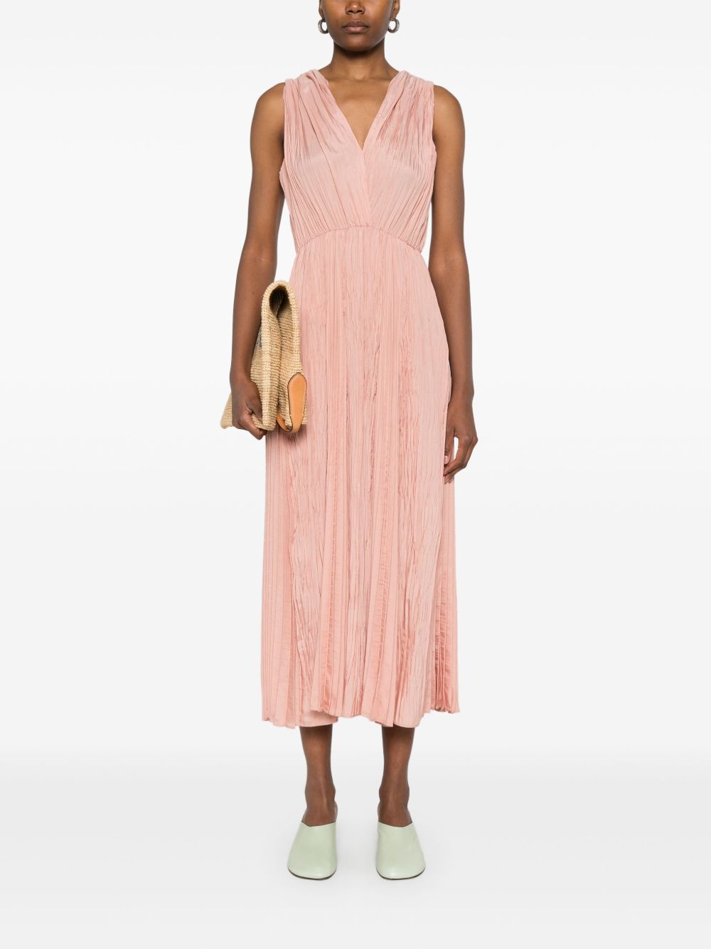 Forte Forte Pleated Midi Dress In Powder