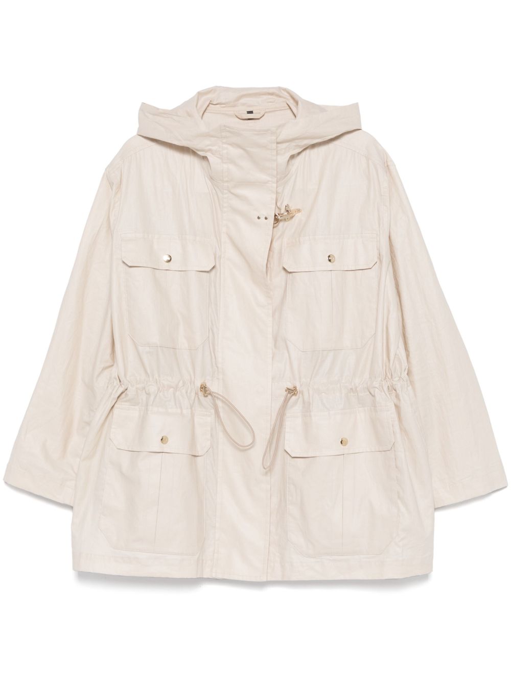 Fay Linen And Cotton Blend Parka Coat - White