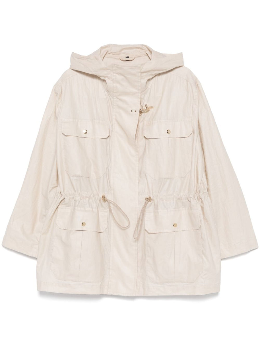 Fay Linen And Cotton Blend Parka Coat - White