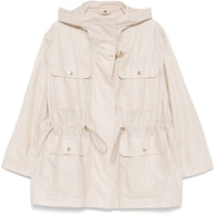 Fay Linen And Cotton Blend Parka Coat - White
