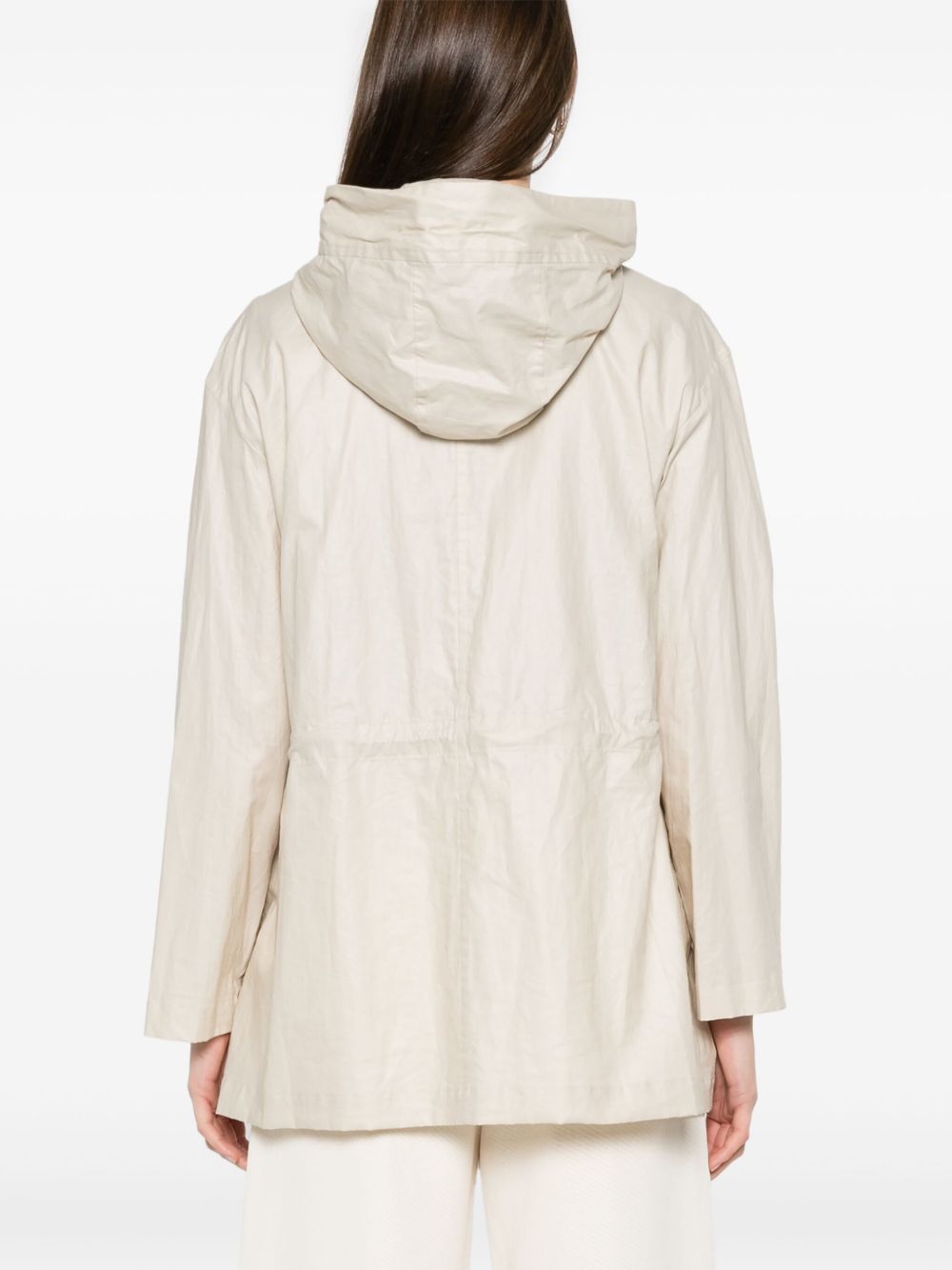 Fay Linen And Cotton Blend Parka Coat - White