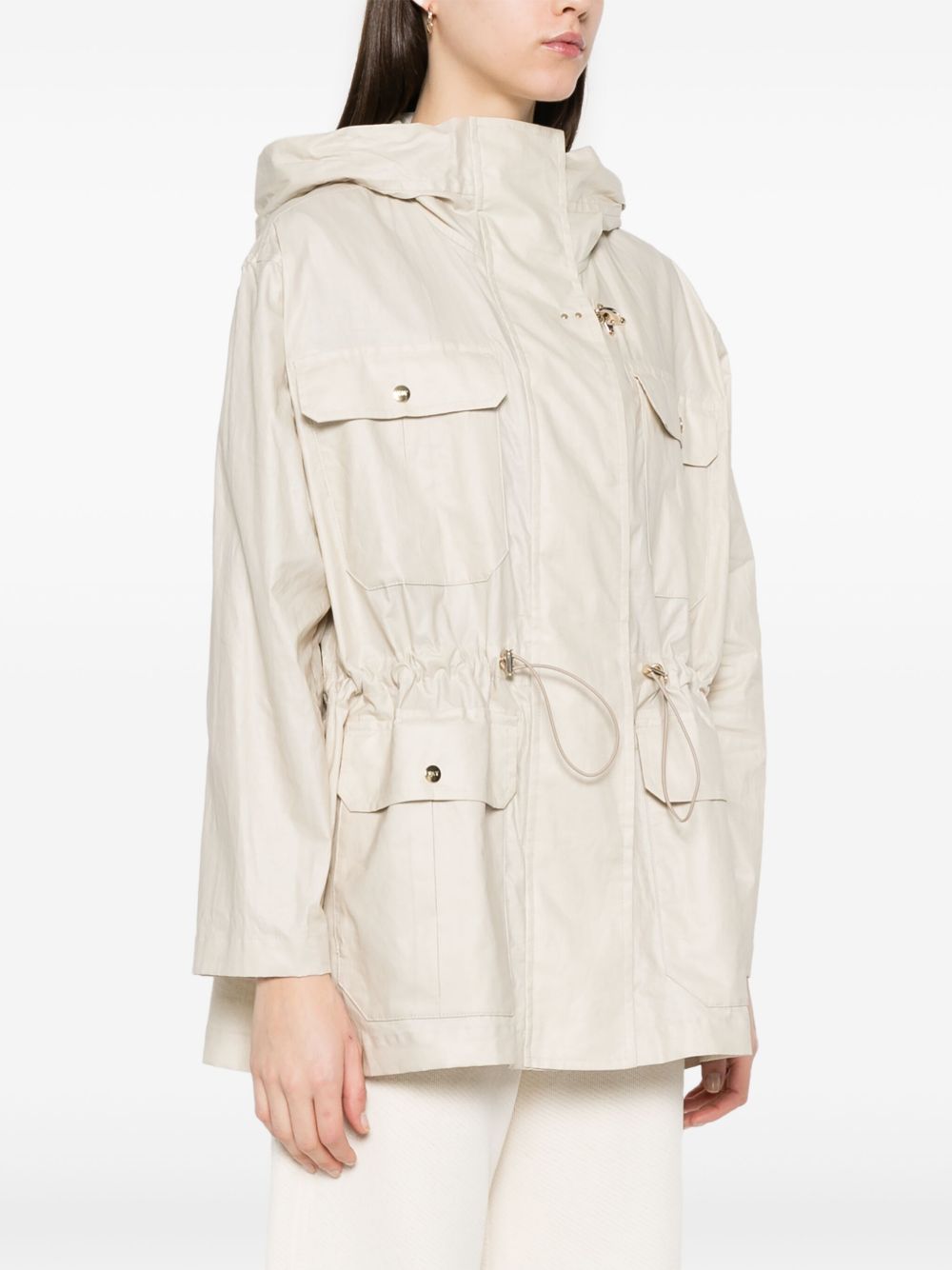 Fay Linen And Cotton Blend Parka Coat - White