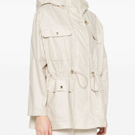 Fay Linen And Cotton Blend Parka Coat - White