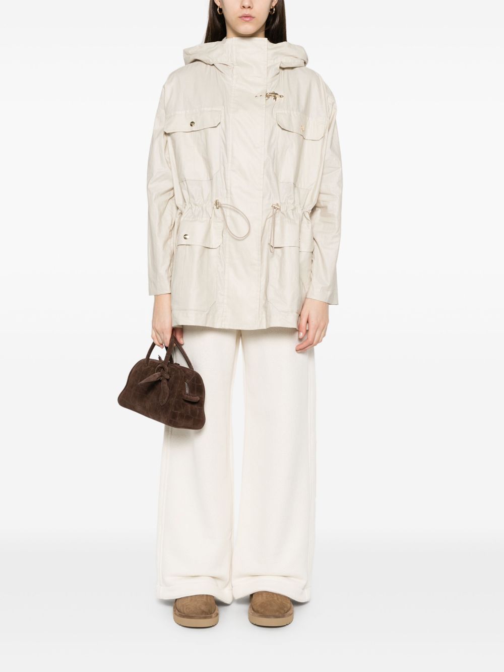 Fay Linen And Cotton Blend Parka Coat - White