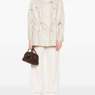 Fay Linen And Cotton Blend Parka Coat - White