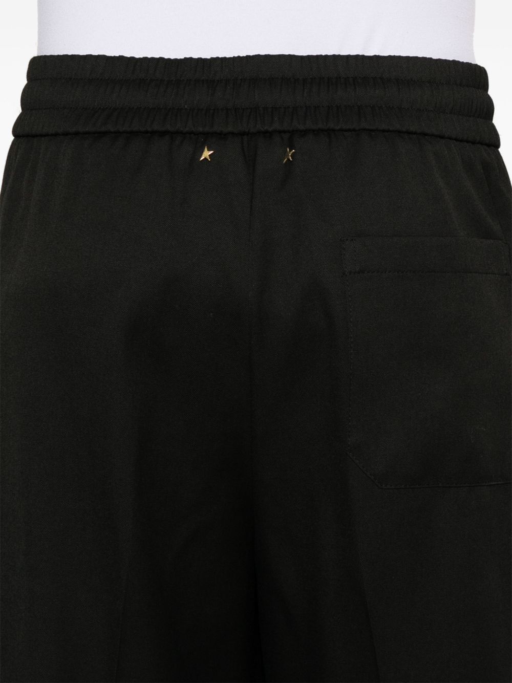 Golden Goose Wool Trousers Black With Appliqué Logo