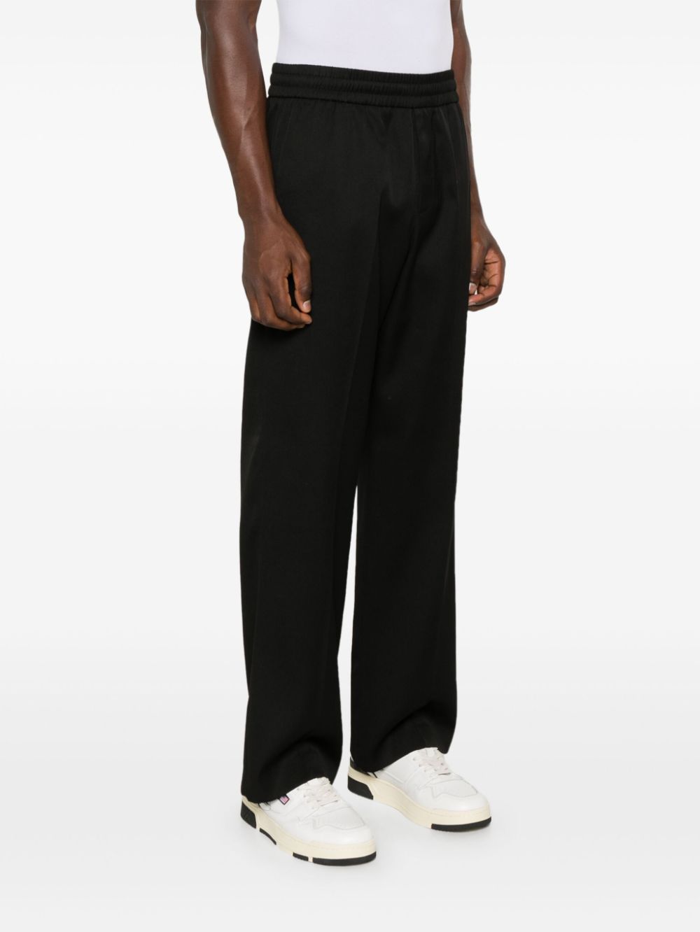 Golden Goose Wool Trousers Black With Appliqué Logo