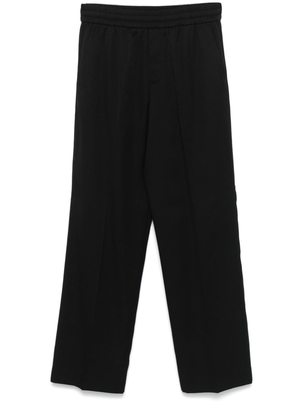 Golden Goose Wool Trousers Black With Appliqué Logo