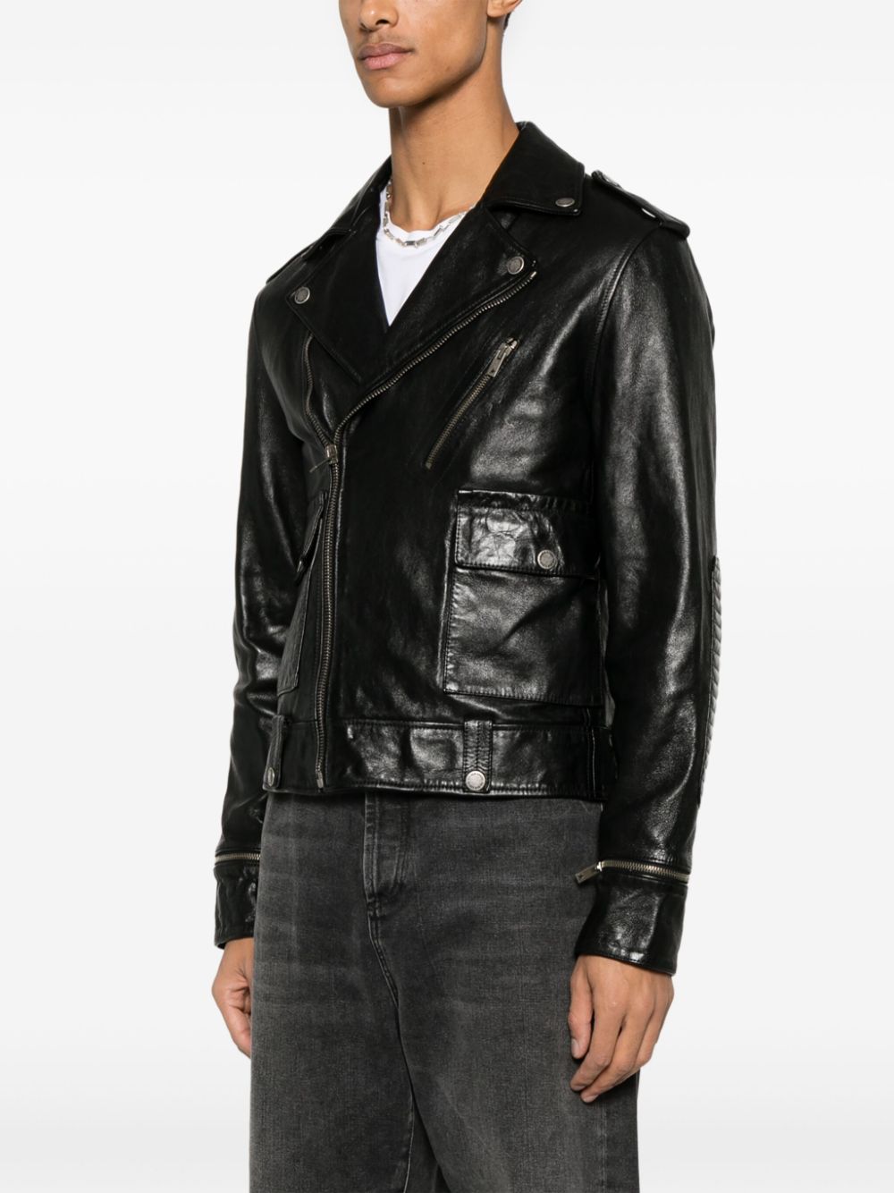 Golden Goose Leather Biker Jacket Black