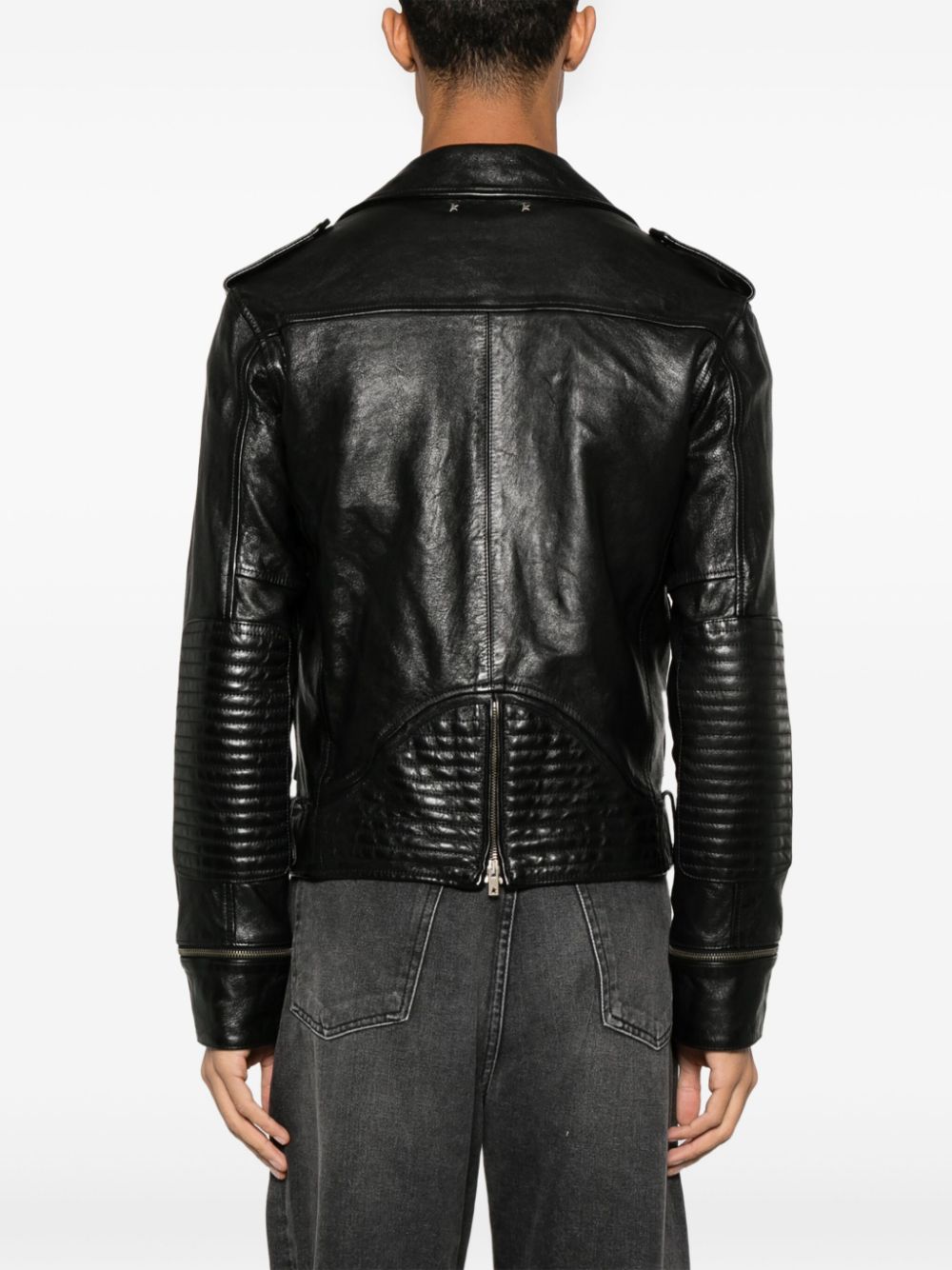 Golden Goose Leather Biker Jacket Black