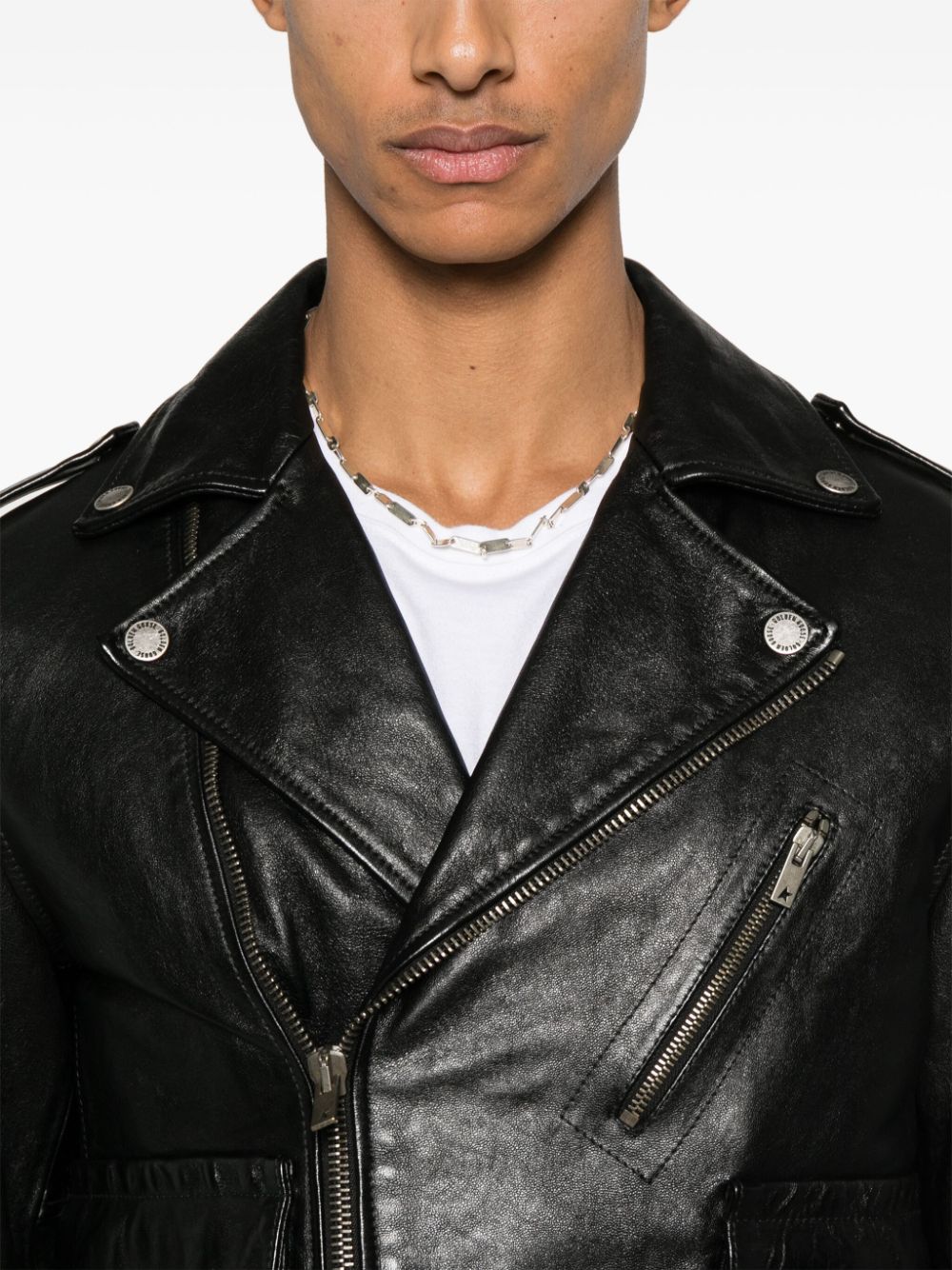 Golden Goose Leather Biker Jacket Black