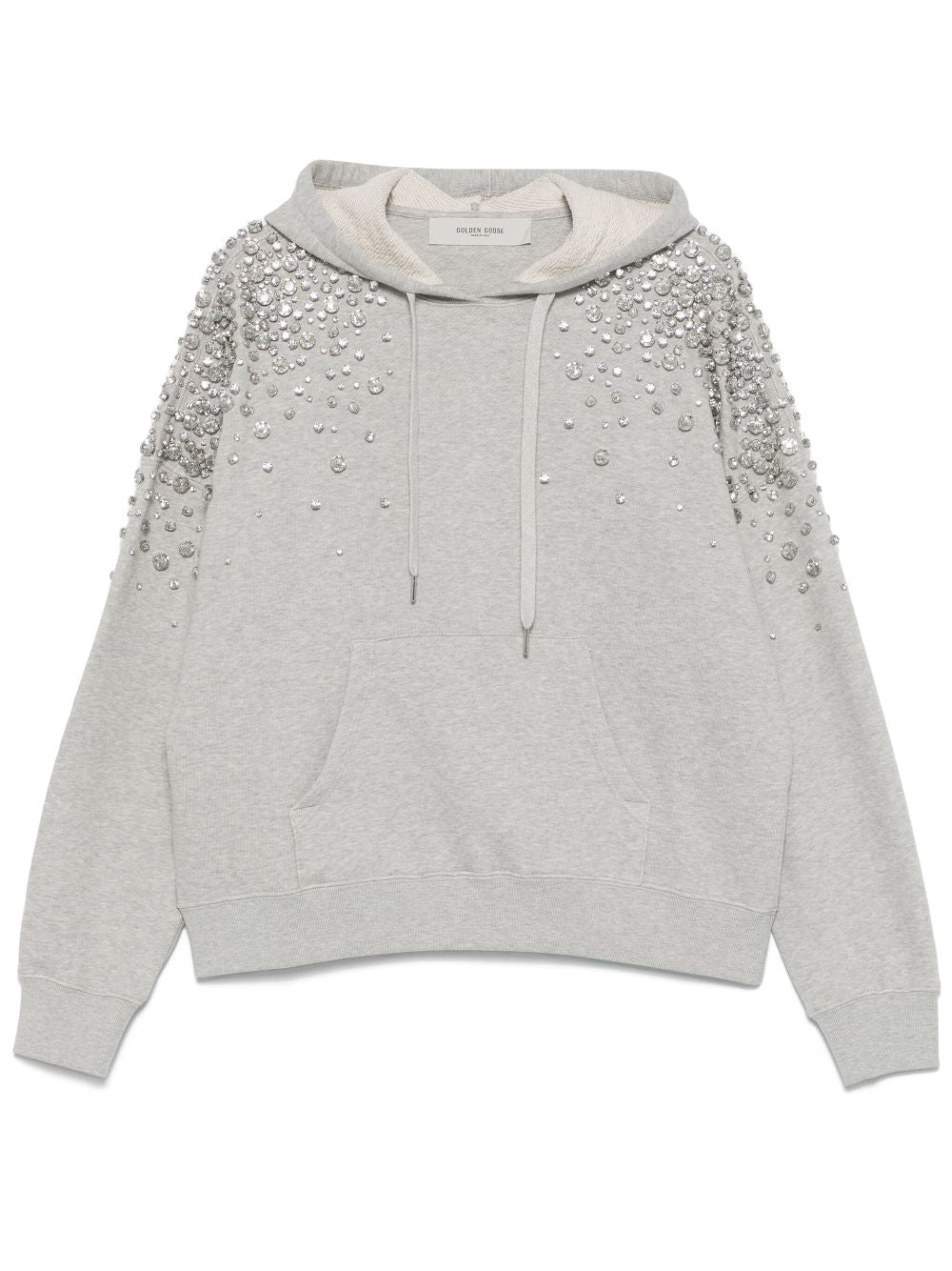 Golden Goose Crystal Embellished Hooded Sweatshirt Grey