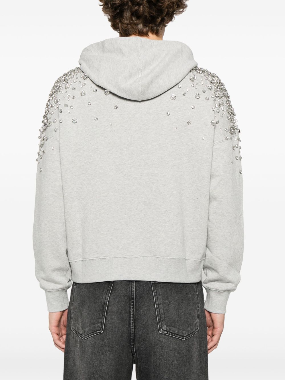 Golden Goose Crystal Embellished Hooded Sweatshirt Grey