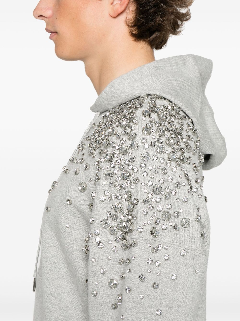 Golden Goose Crystal Embellished Hooded Sweatshirt Grey