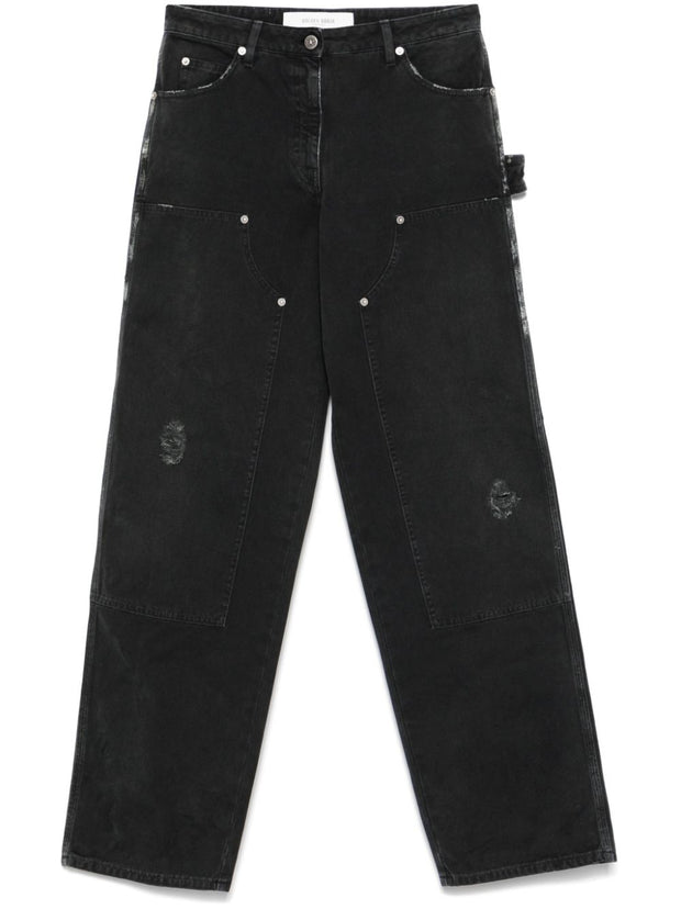 Golden Goose Jeans With Distressed Effect And Front Patches
