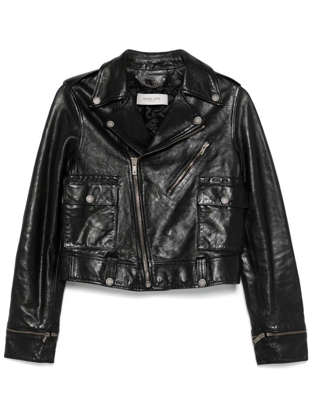 Golden Goose Leather Biker Jacket Black