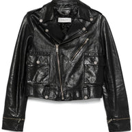 Golden Goose Leather Biker Jacket In Black