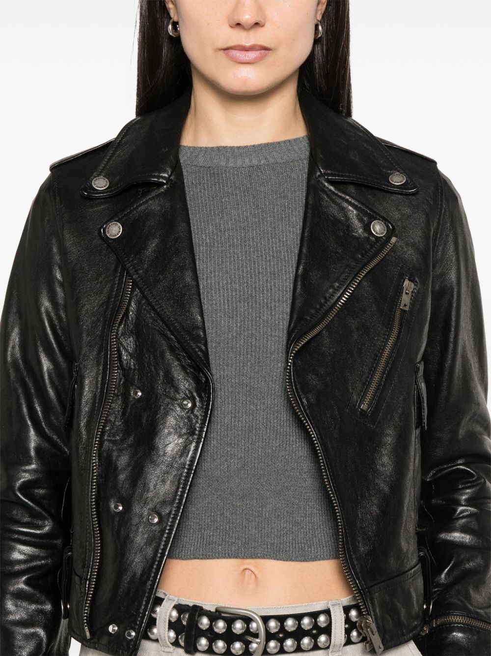 Golden Goose Leather Biker Jacket Black