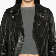 Golden Goose Leather Biker Jacket In Black