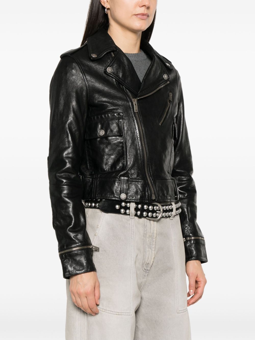 Golden Goose Leather Jacket With Shiny Effect