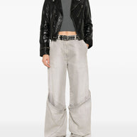 Golden Goose Leather Biker Jacket In Black