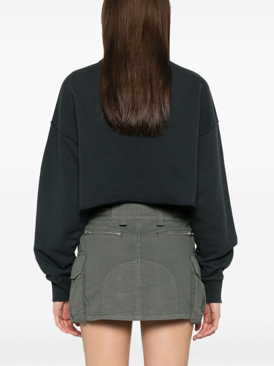 Golden Goose Crystal Embellished Cropped Sweatshirt In Black