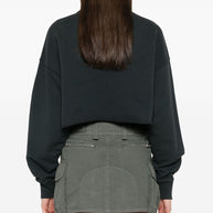 Golden Goose Crystal Embellished Cropped Sweatshirt In Black
