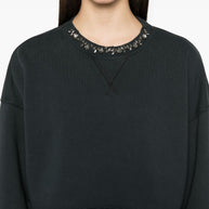 Golden Goose Crystal Embellished Cropped Sweatshirt In Black