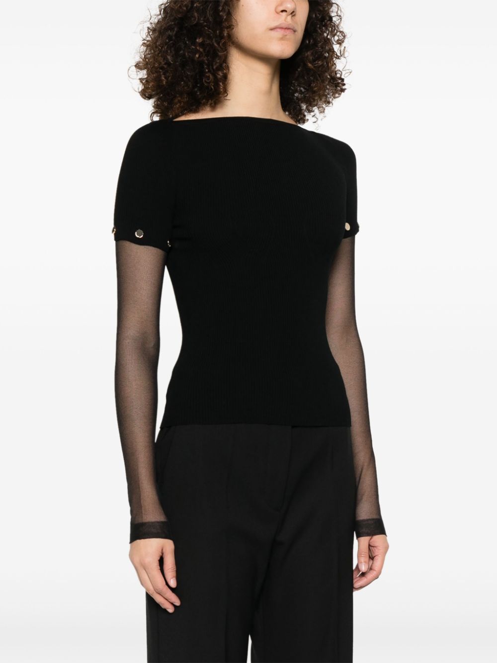 SPORTMAX PRE Black Layered Top With Stud Detail