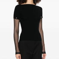 SPORTMAX PRE Black Layered Top With Stud Detail