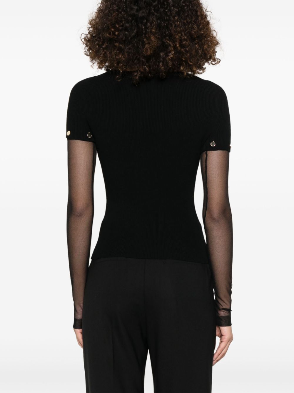 SPORTMAX PRE Black Layered Top With Stud Detail