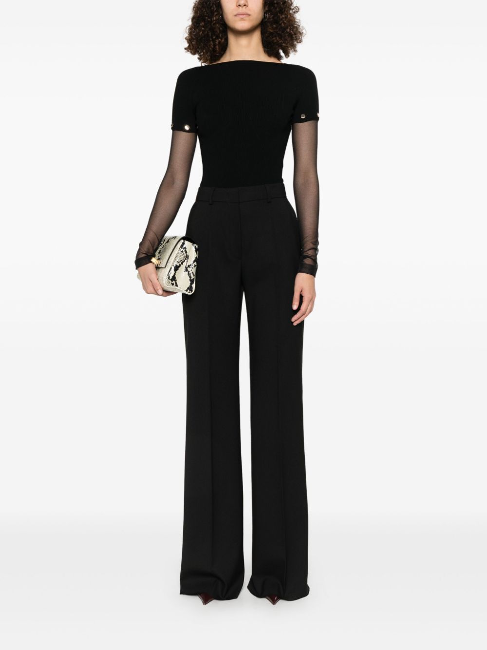 SPORTMAX PRE Black Layered Top With Stud Detail