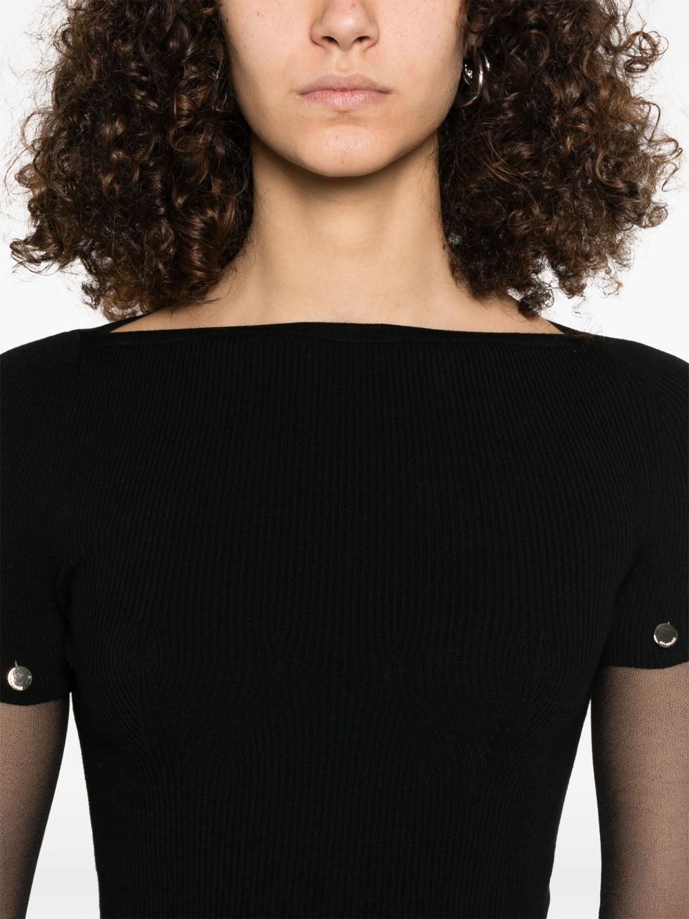 SPORTMAX PRE Black Layered Top With Stud Detail