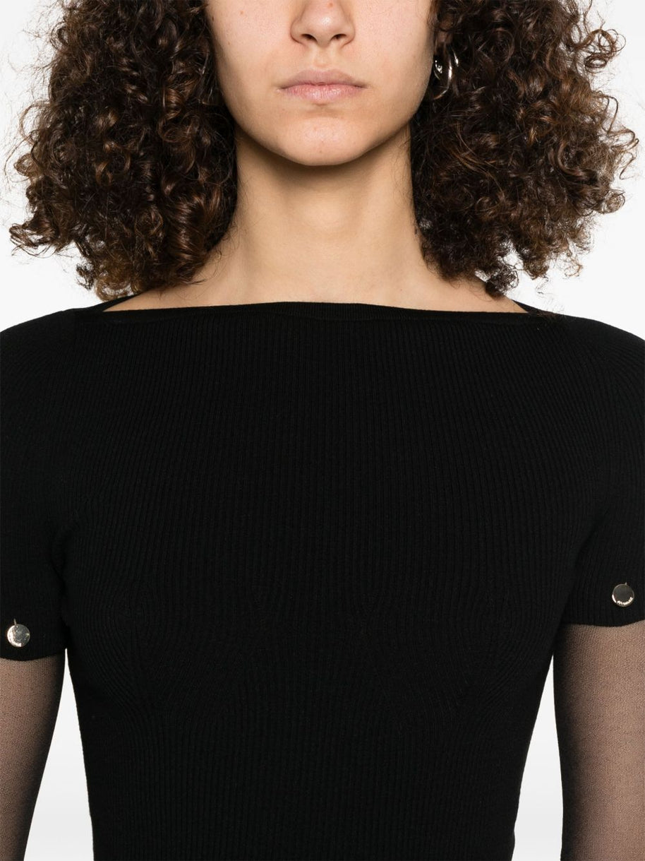 SPORTMAX PRE Black Layered Top With Stud Detail