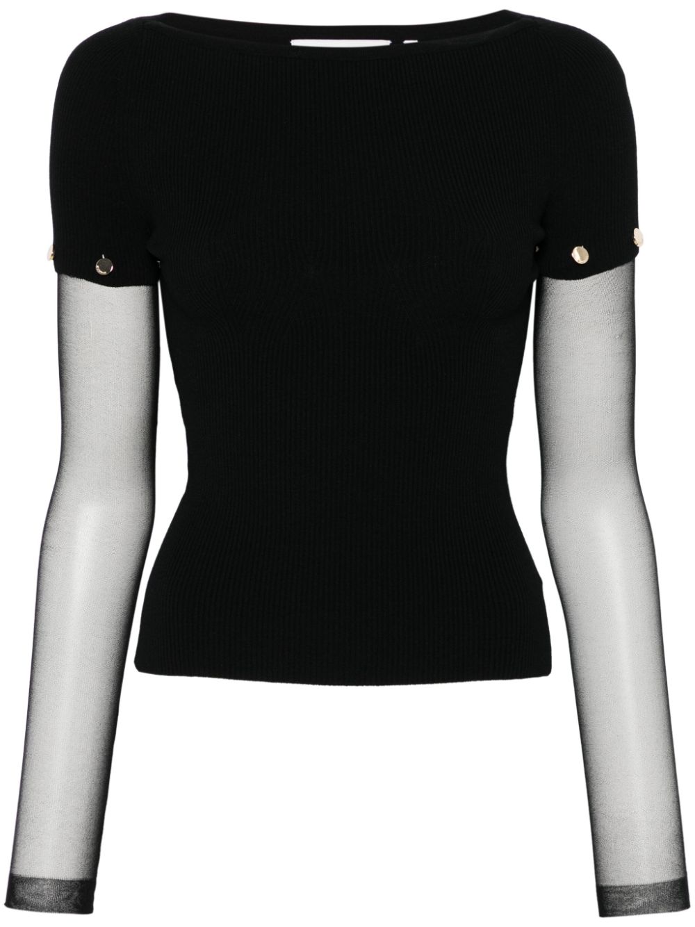 SPORTMAX PRE Black Layered Top With Stud Detail