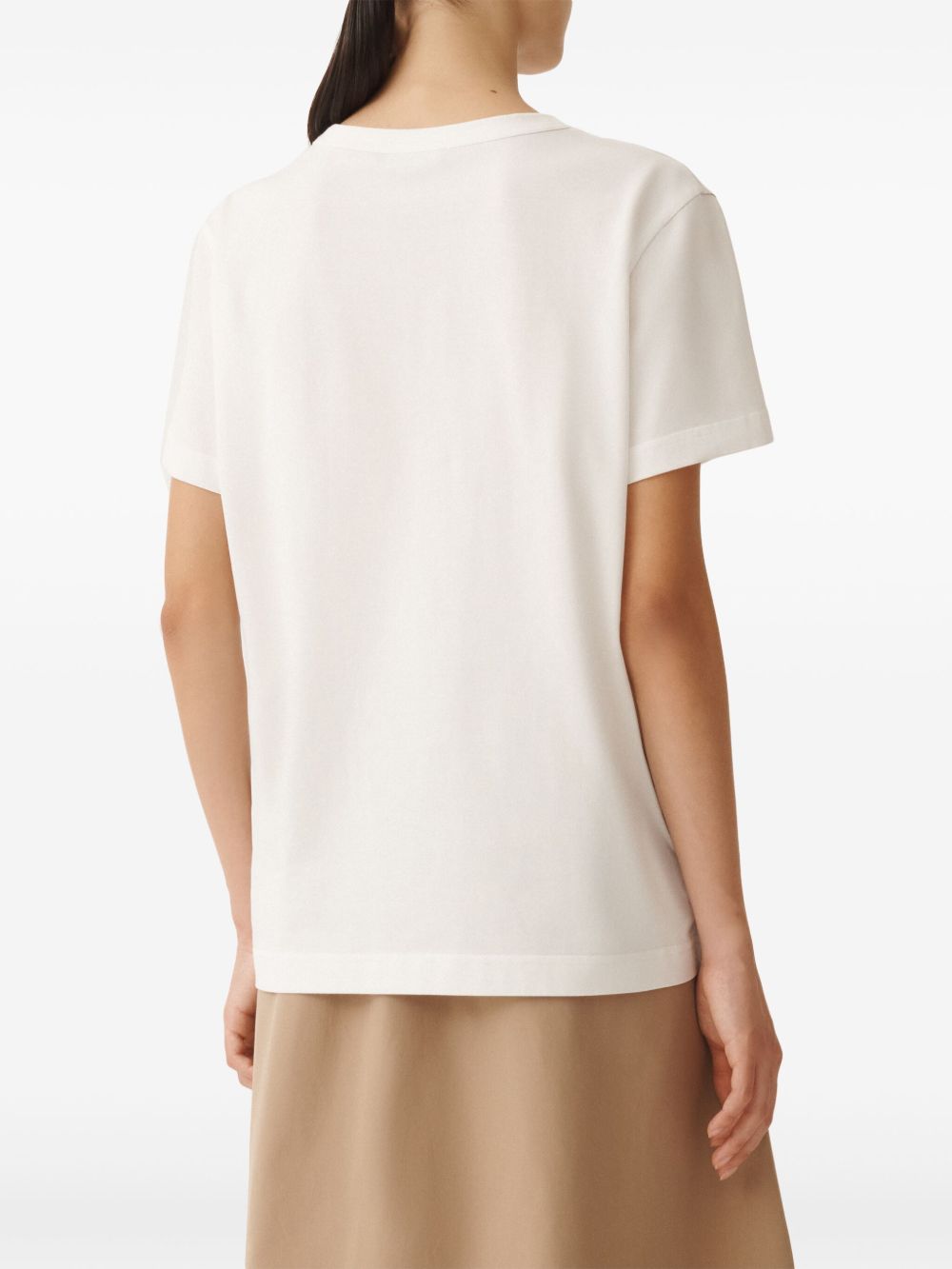 Fabiana Filippi White Cotton T-shirt Filo Diamante Detail