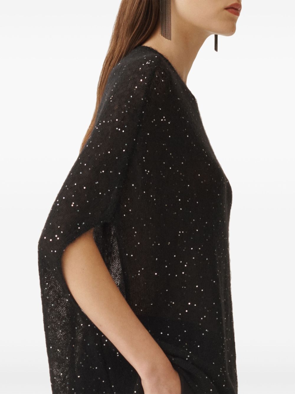 Fabiana Filippi Black Wool Top With Sequins