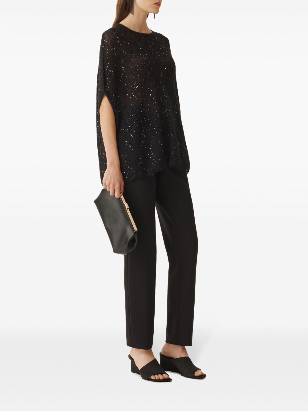 Fabiana Filippi Black Wool Top With Sequins