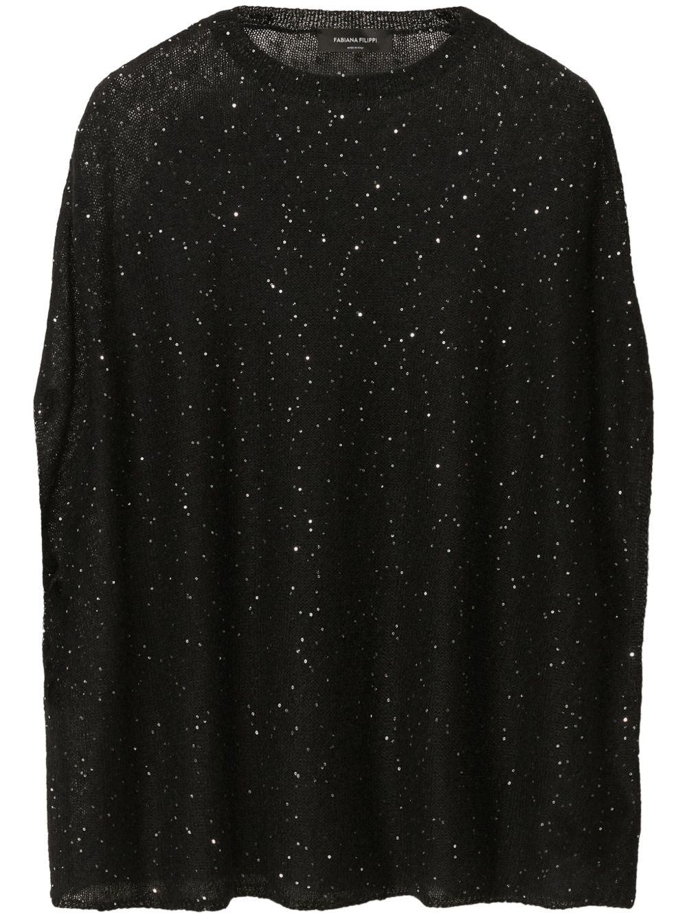 Fabiana Filippi Black Wool Top With Sequins